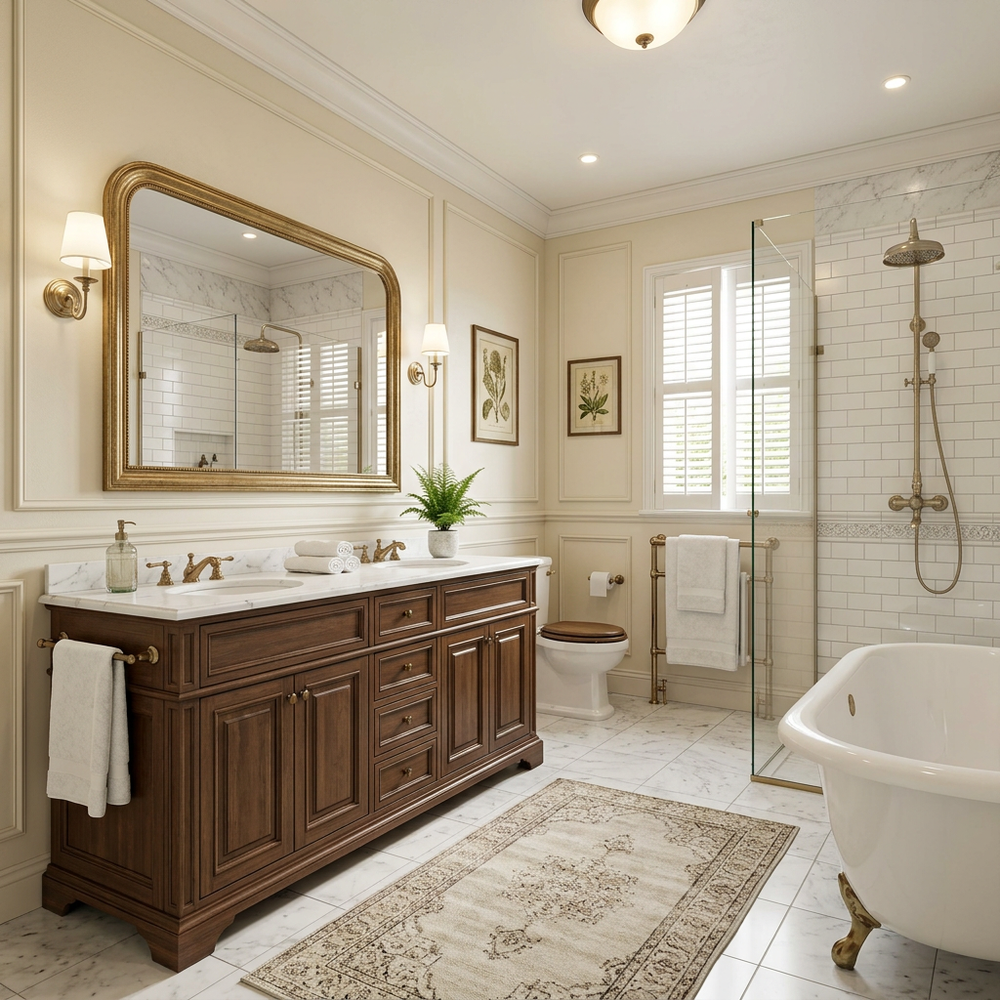 Classic Bathroom with Floor Standing Vanity