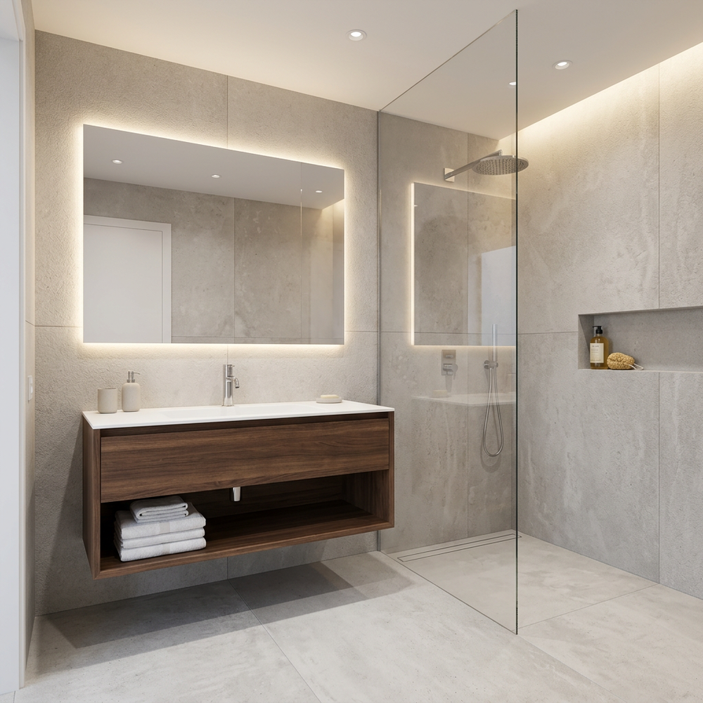 Minimalist Bathroom with Floating Vanity