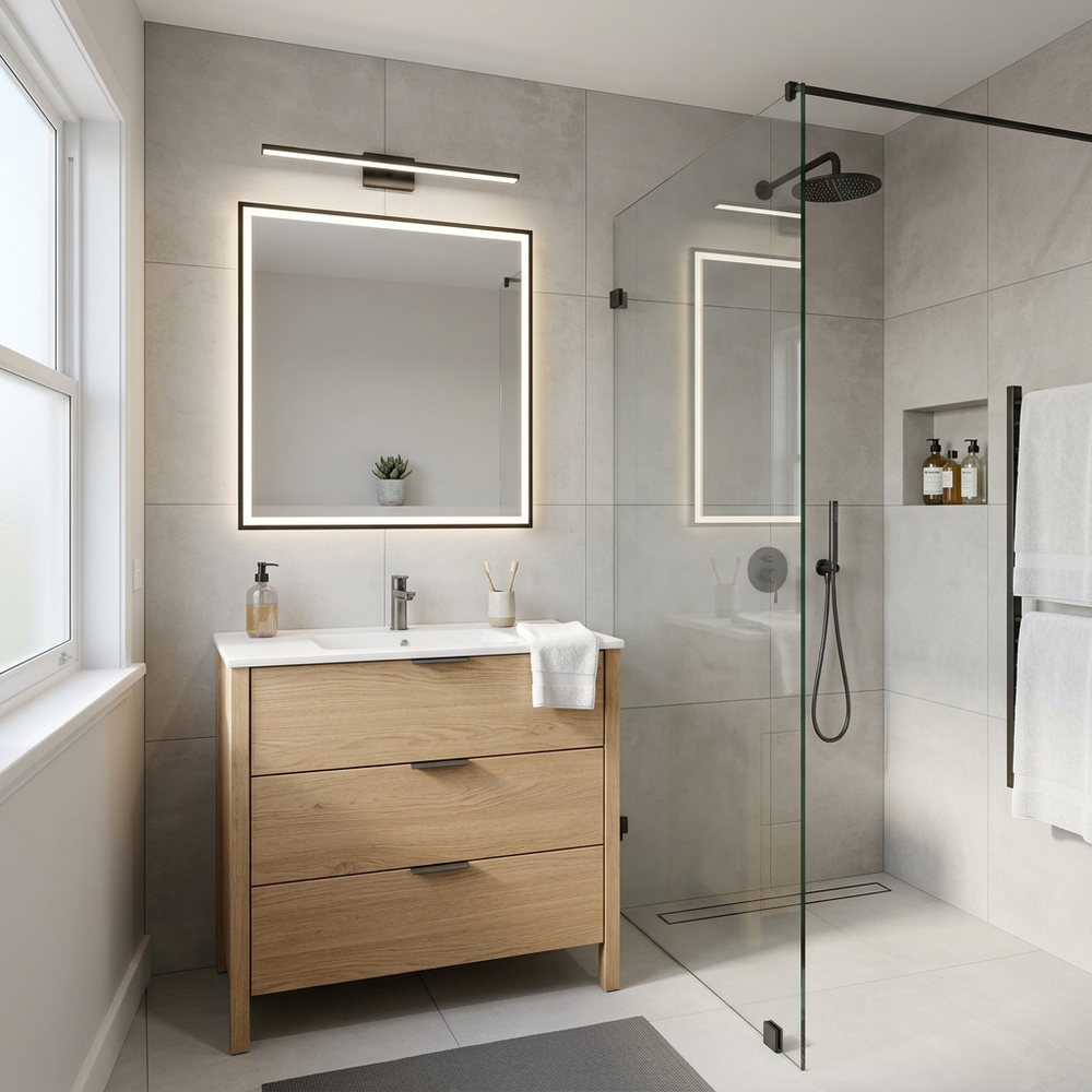 Minimalist Bathroom with Floor-Standing Vanity
