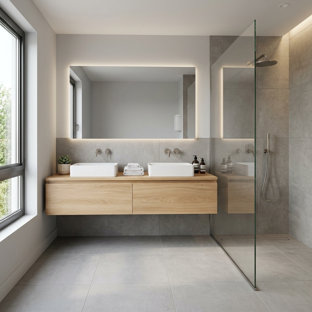 Modern Minimalist Bathroom with Floating Vanity