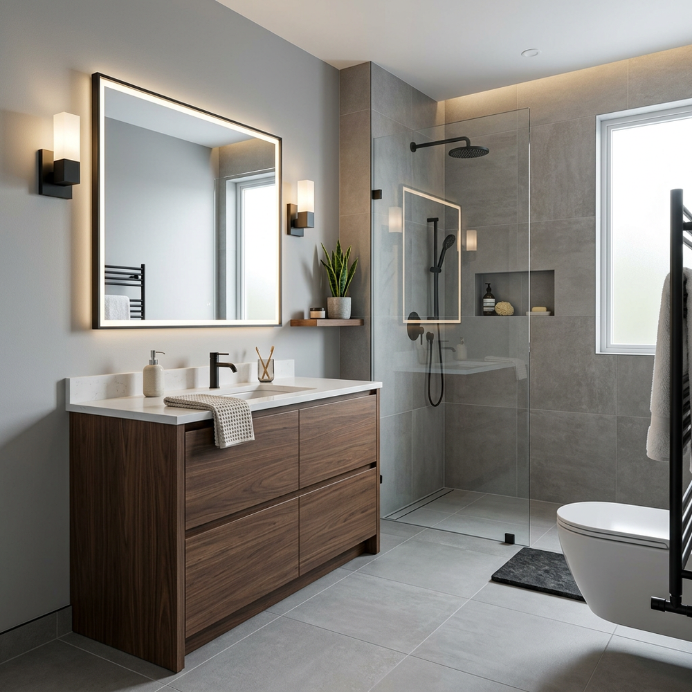 Luxury Contemporary Bathroom with Floor-Standing Vanity