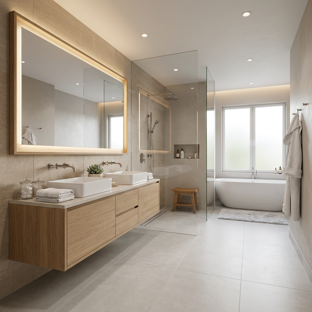 Spa-Like Bathroom with Double Sink