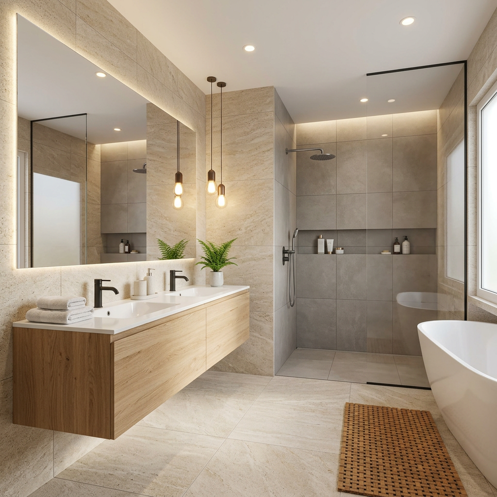 Spa-Like Bathroom with Floating Vanity