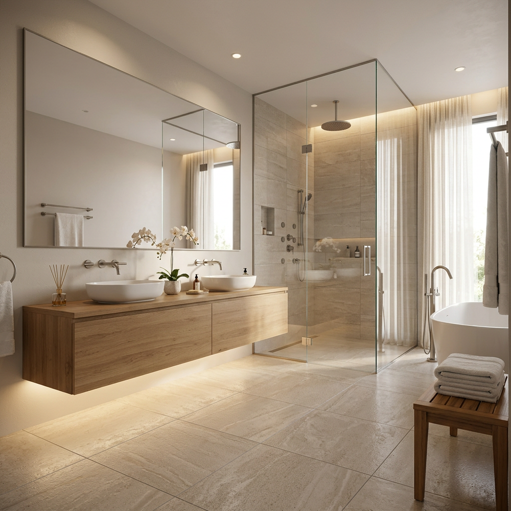 Spa-Like Bathroom with Floating Vanity