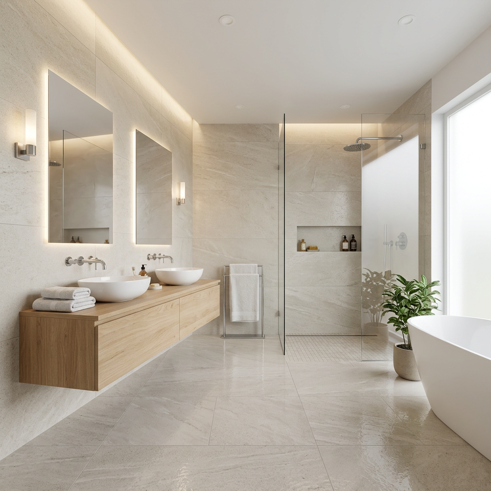Spa-Like Bathroom with Floating Vanity