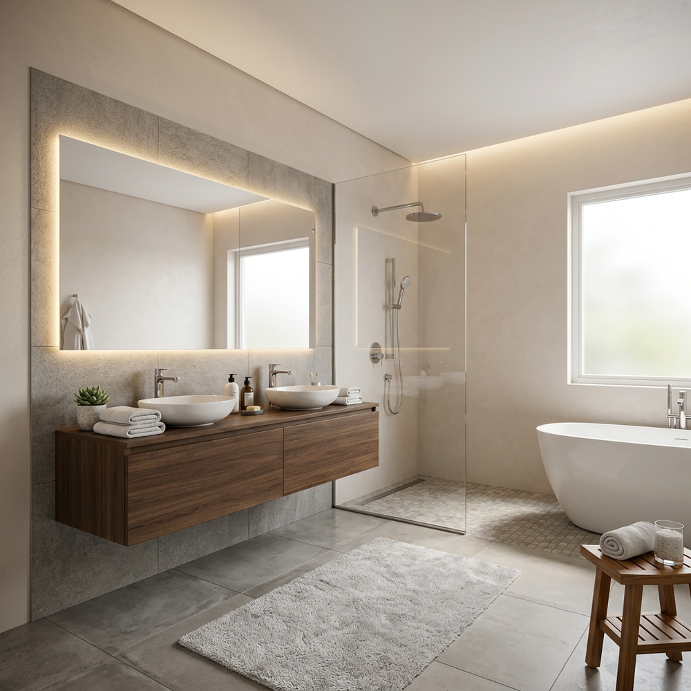 Spa-Like Bathroom with Floating Vanity