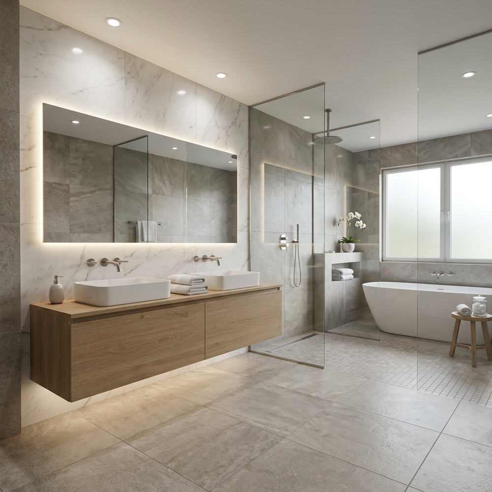 Spa-Like Bathroom with Floating Vanity