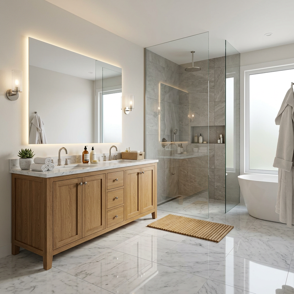 Spa-Like Bathroom with Floor Standing Vanity