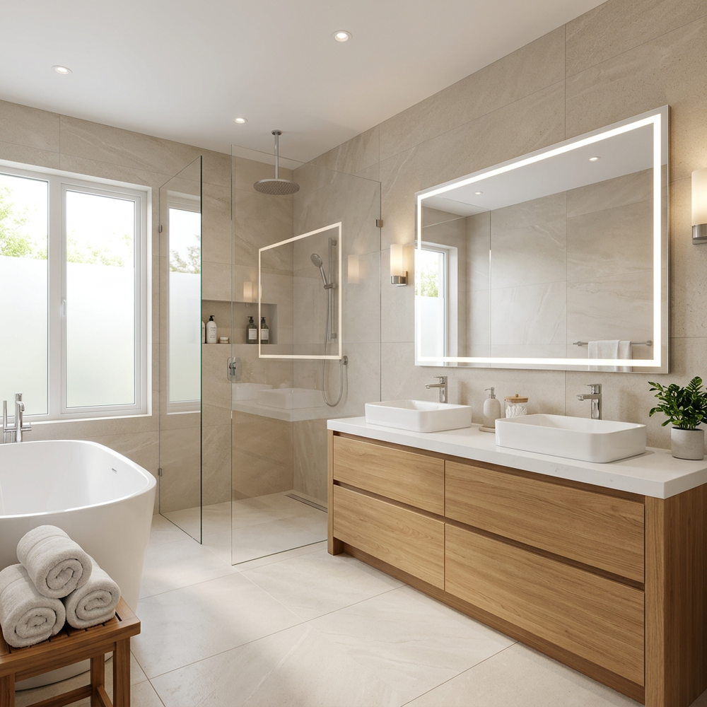 Spa-Like Bathroom with Floor-Standing Vanity