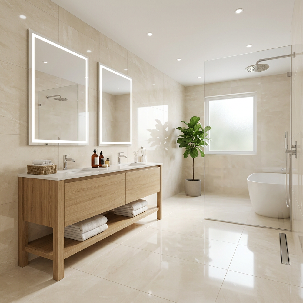 Spa-Like Bathroom with Floor Standing Vanity