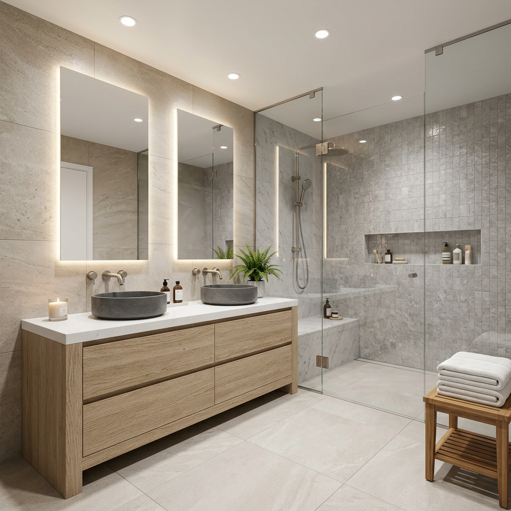 Spa-Like Bathroom with Floor Standing Vanity