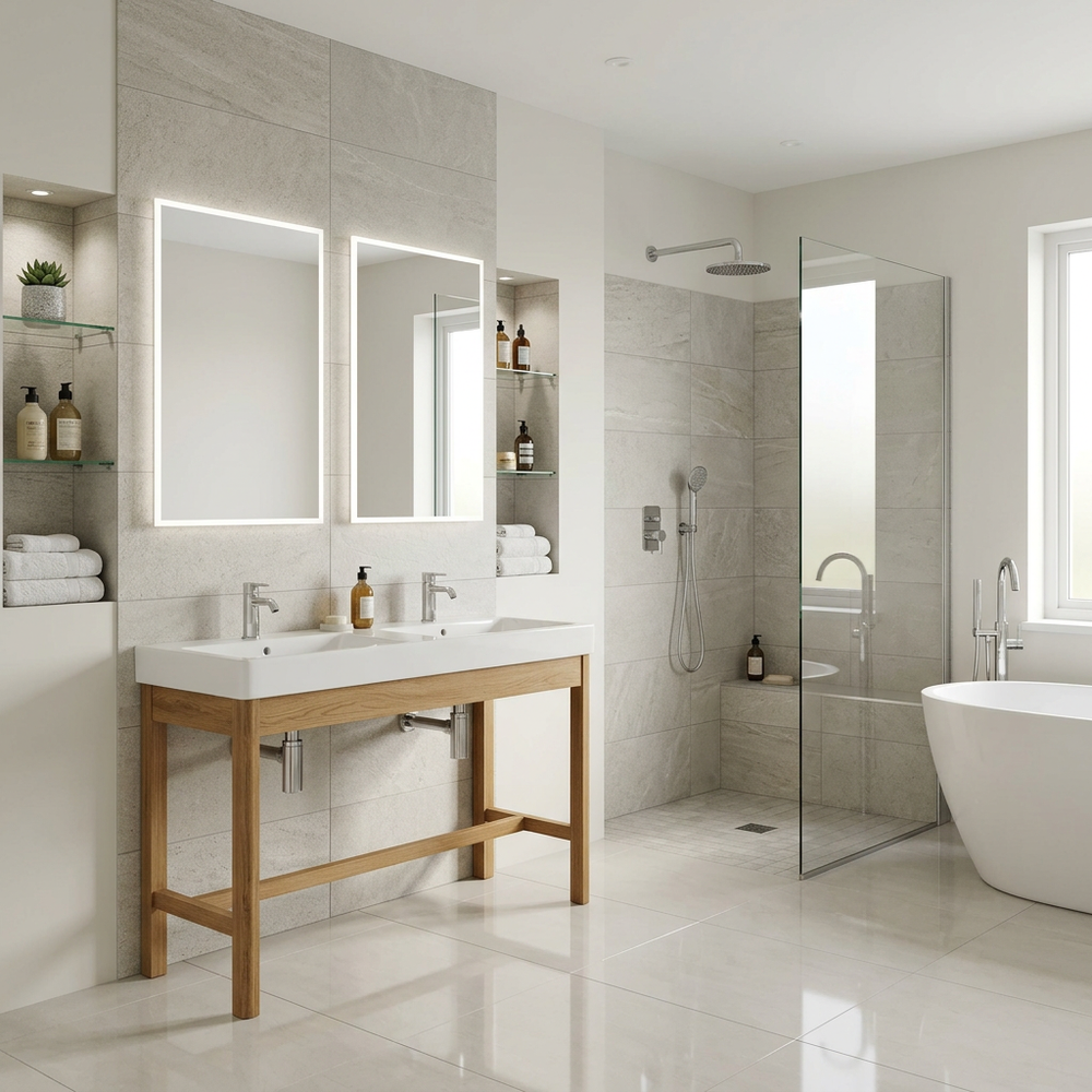 Spa-Like Bathroom with Floor Standing Vanity