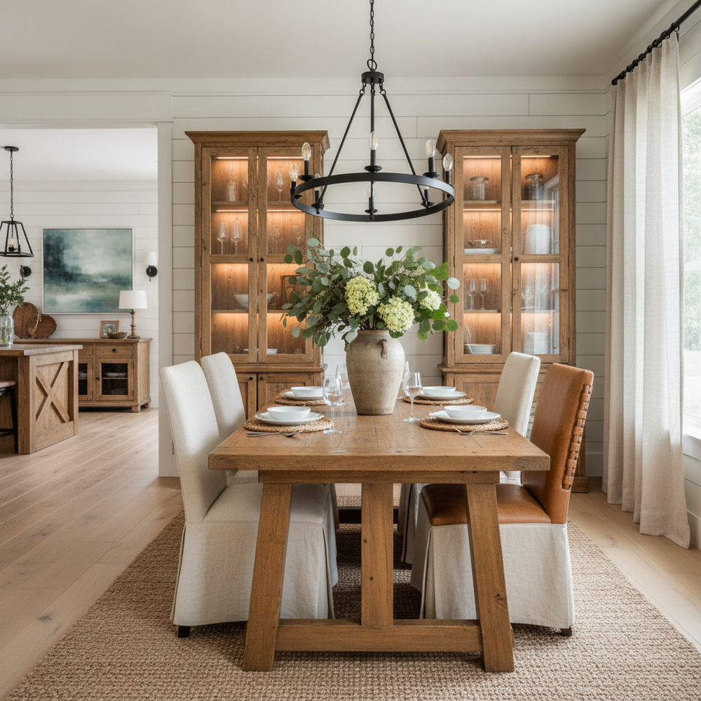 Farmhouse Solid Wood 4-Seater Dining Room