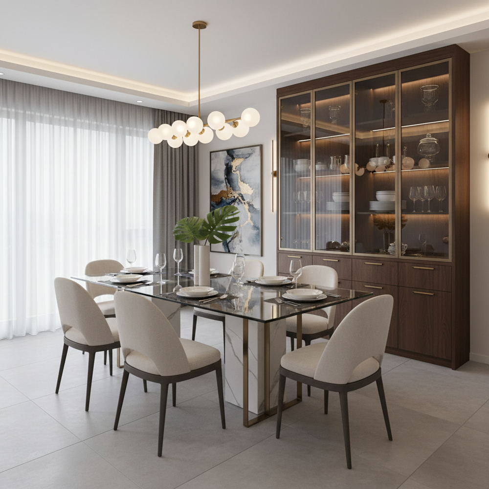 Sophisticated 6-Seater Dining Room with Modern Décor