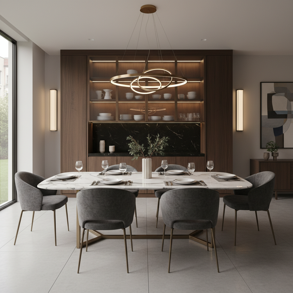 Modern 6-Seater Dining Room With Built-In Crockery Unit