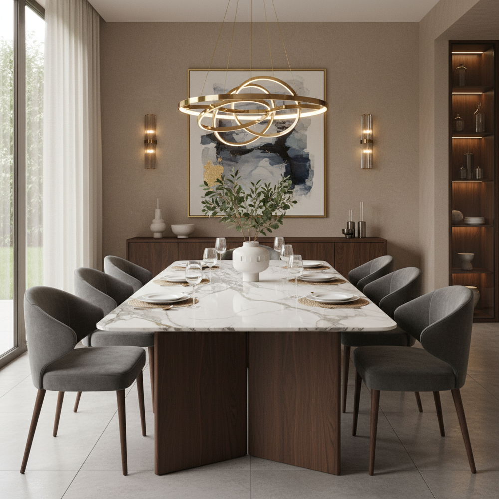 Modern Marble Top 8-Seater Dining Room