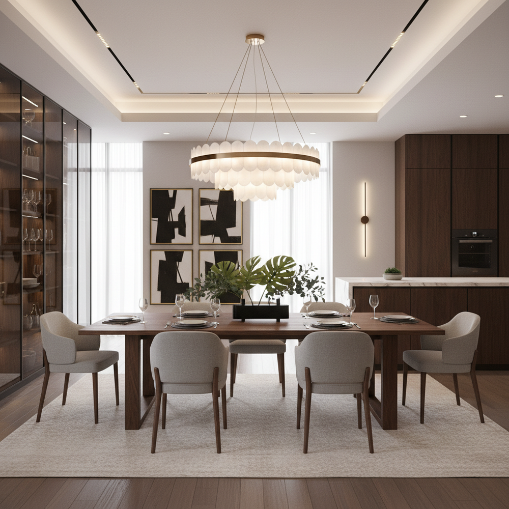 6-Seater Solid Wood Dining Room for Shared Meals