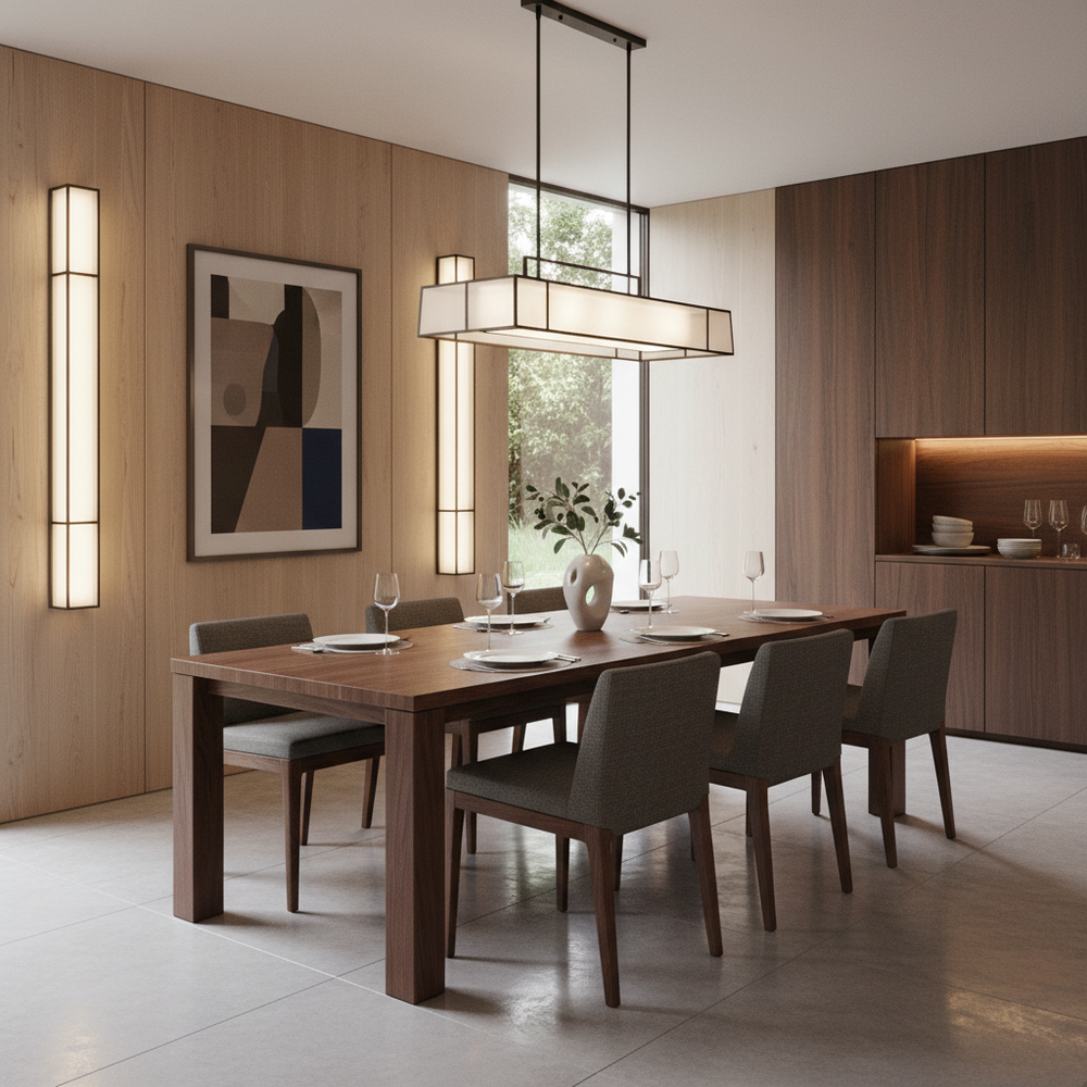 Warm Wooden 6-Seater Dining Room for Family Gatherings