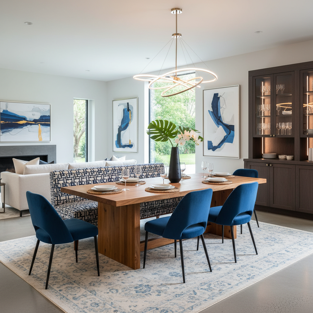 Elegant 6-Seater Dining Set with Bench Seating for Warm Hospitality