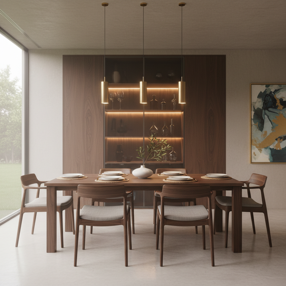 Elegant 6-Seater Dining Room with Minimalist Solid Wood Design