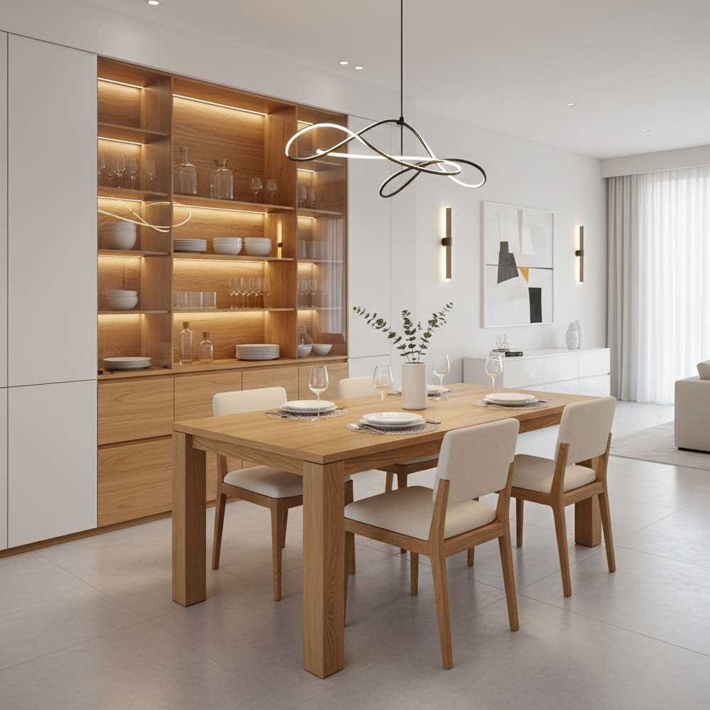 Modern White and Wood Dining Room Design