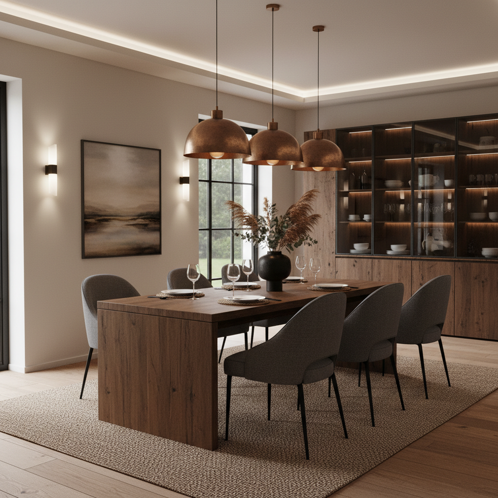 Rustic Dining Room Design With Wooden Dining Table