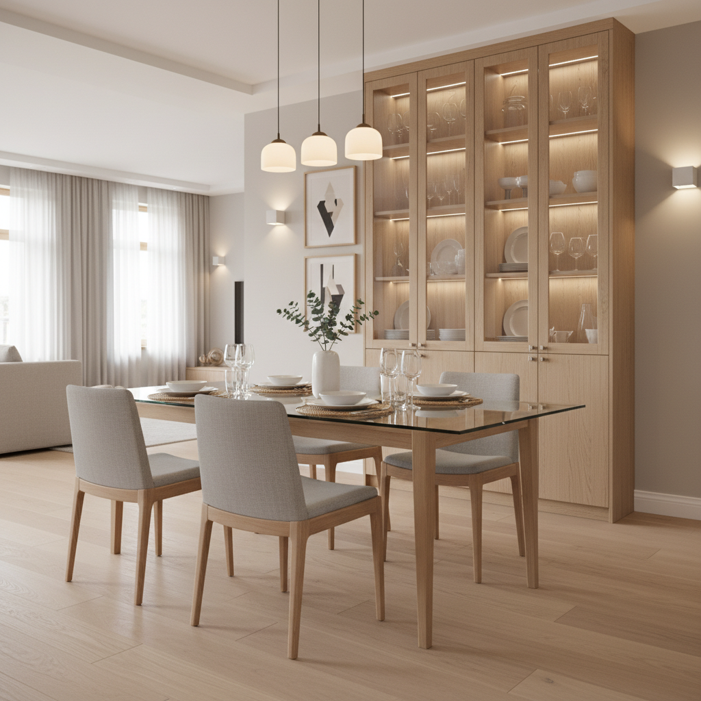 Scandinavian Glass Top 4-Seater Dining Room