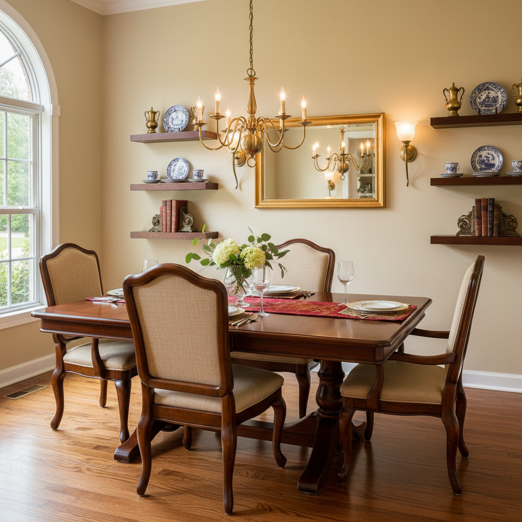 Traditional 4-Seater Dining Room Design with Elegant Dining Set