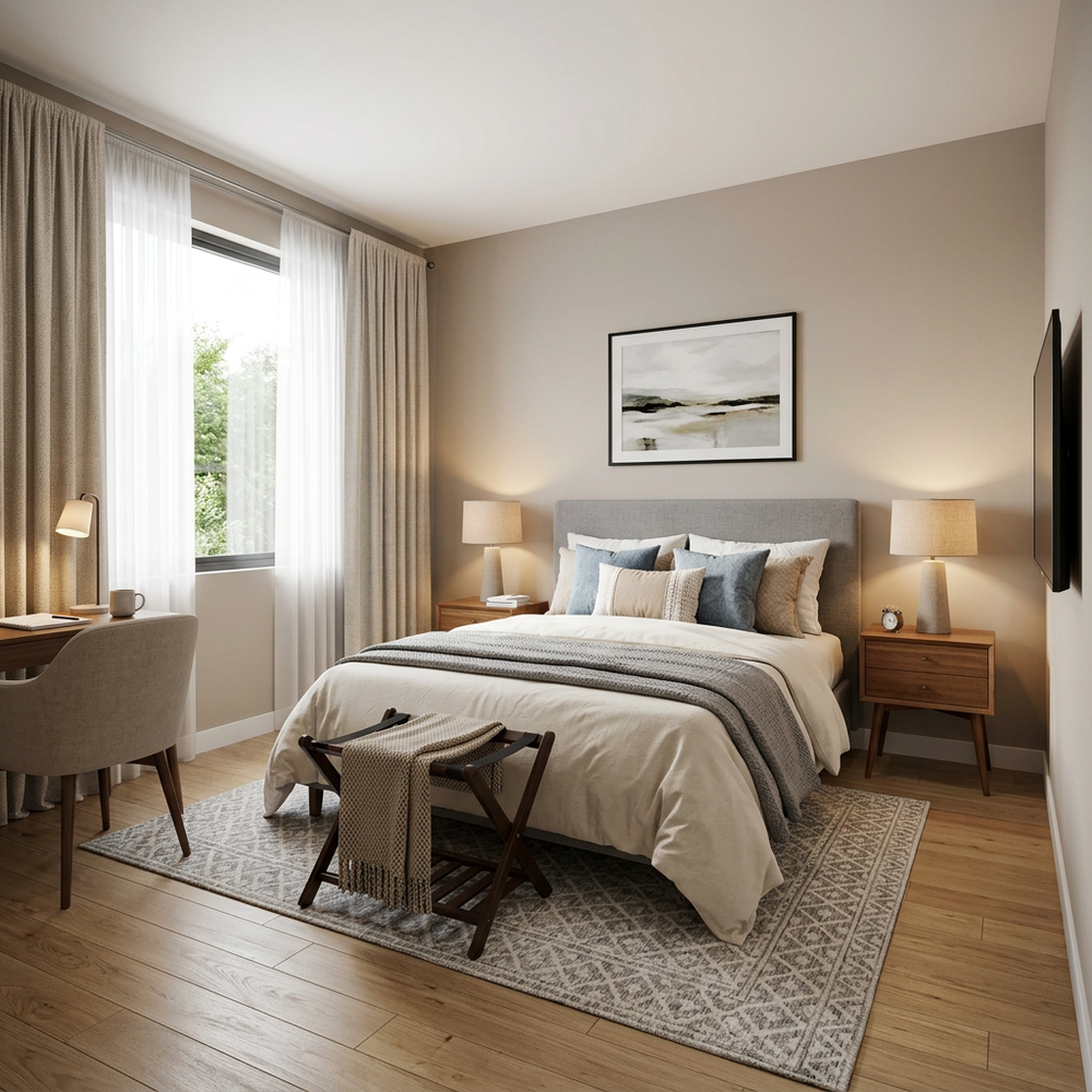 Modern Guest Bedroom with Queen Size Bed