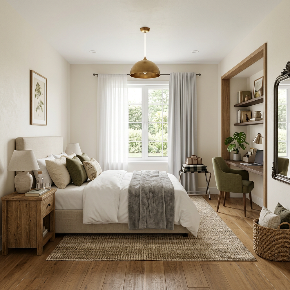 Multipurpose Study Guest Bedroom with Queen Size Bed