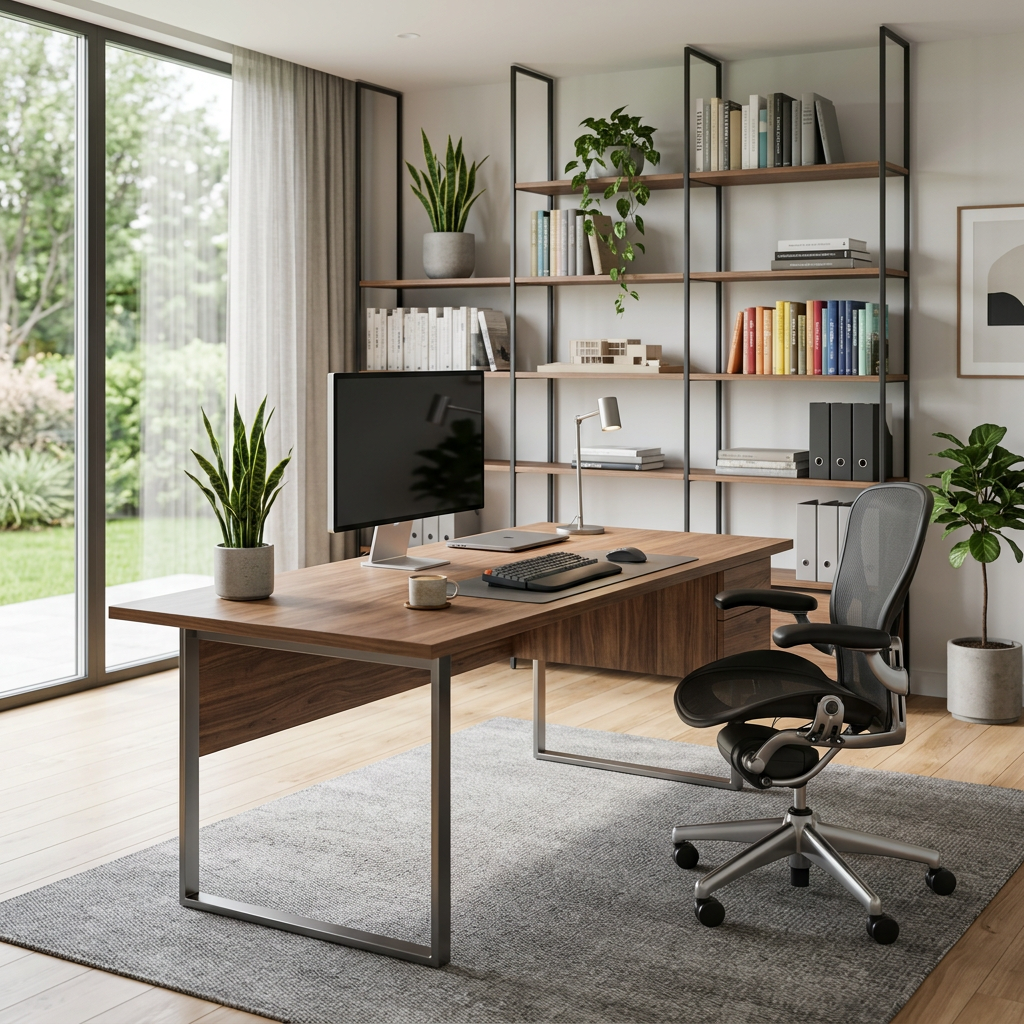 Minimalist White Home Office with Smart Storage