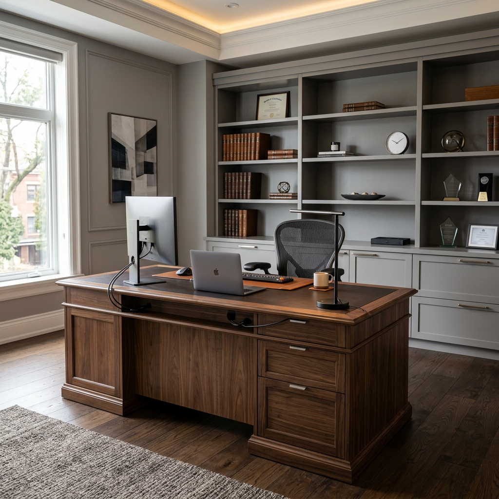 Elegant Corporate Style Home Office with Ergonomic Layout