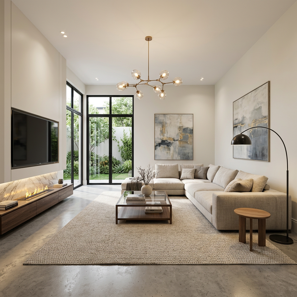 Contemporary Living Room with L-Shaped Sofa