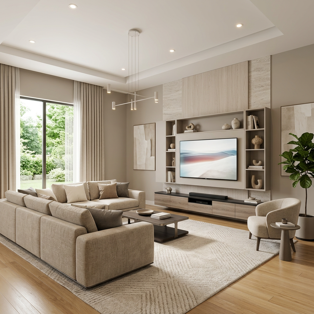 Contemporary Living Room with Neutral Tones
