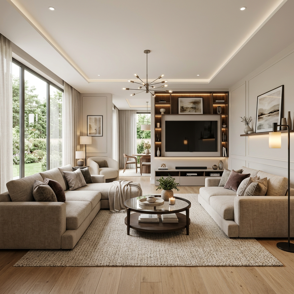 Contemporary Living Room with Sectional Sofa
