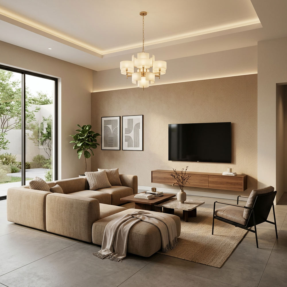 Minimalist Living Room with Accent Wall