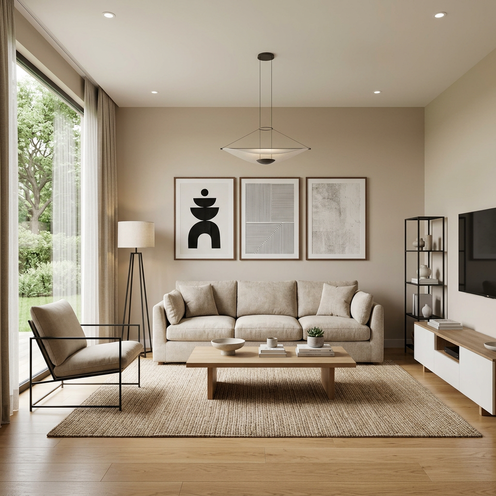 Minimalist Living Room with Wall Art