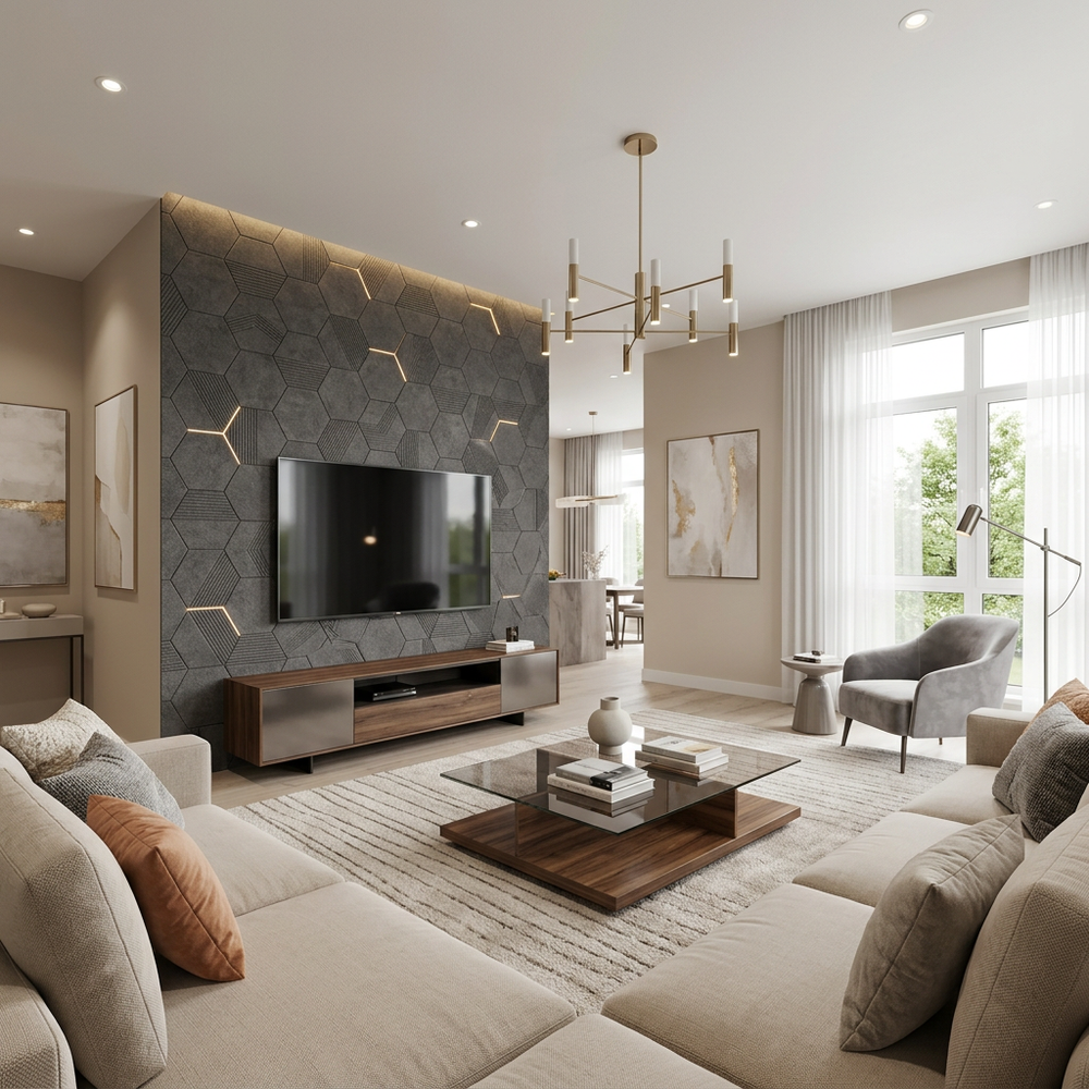 Spacious Living Room With Leather Recliner and Contemporary Design