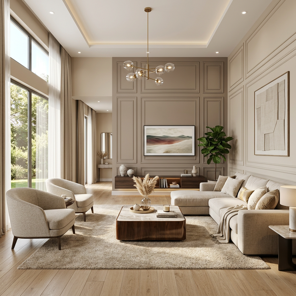 Modern Living Room with Accent Wall Trims