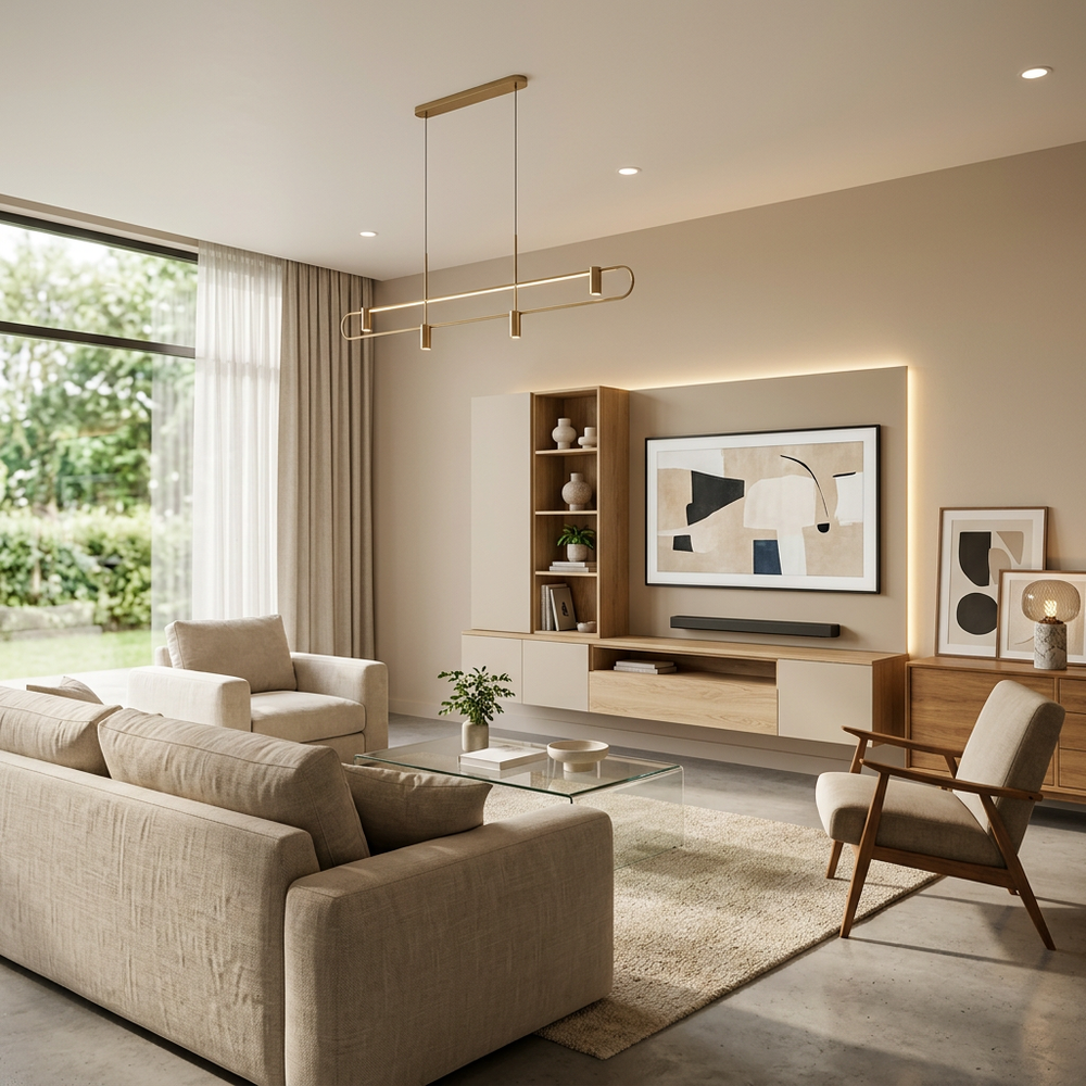 Modern Living Room with Compact TV Unit