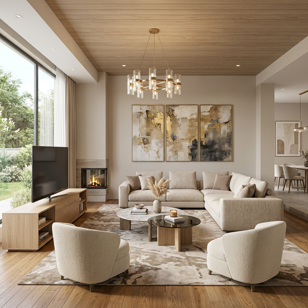 Modern Living Room with Statement Wall Art