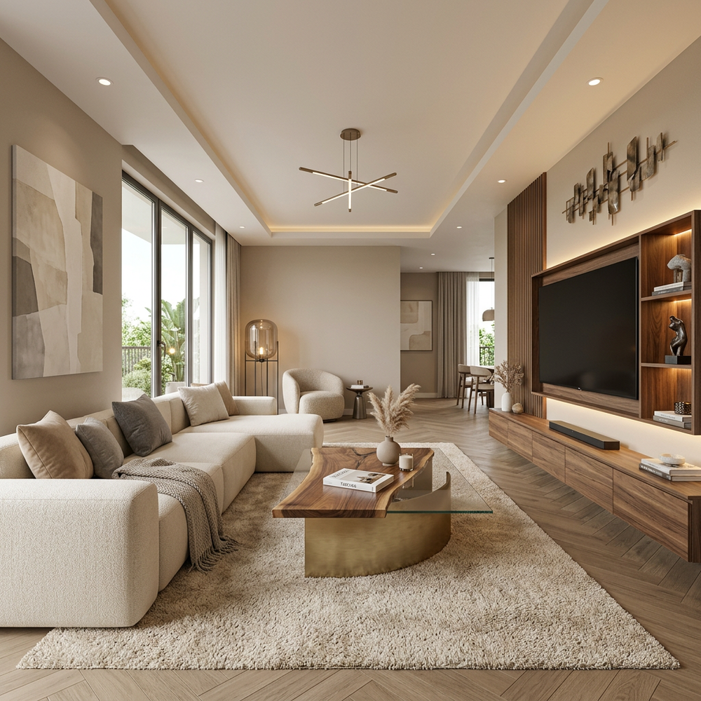 Modern Living Room with Unique Coffee Table
