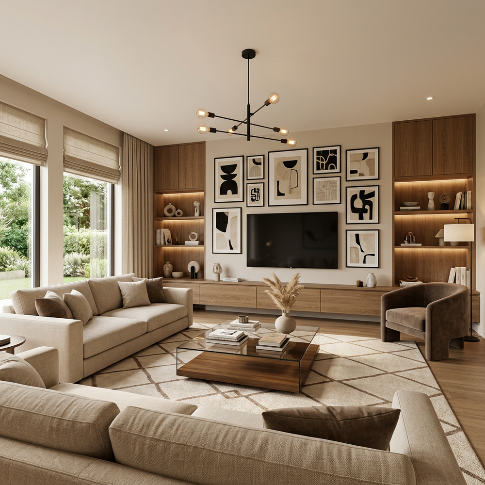 Modern Living Room with Wall Art