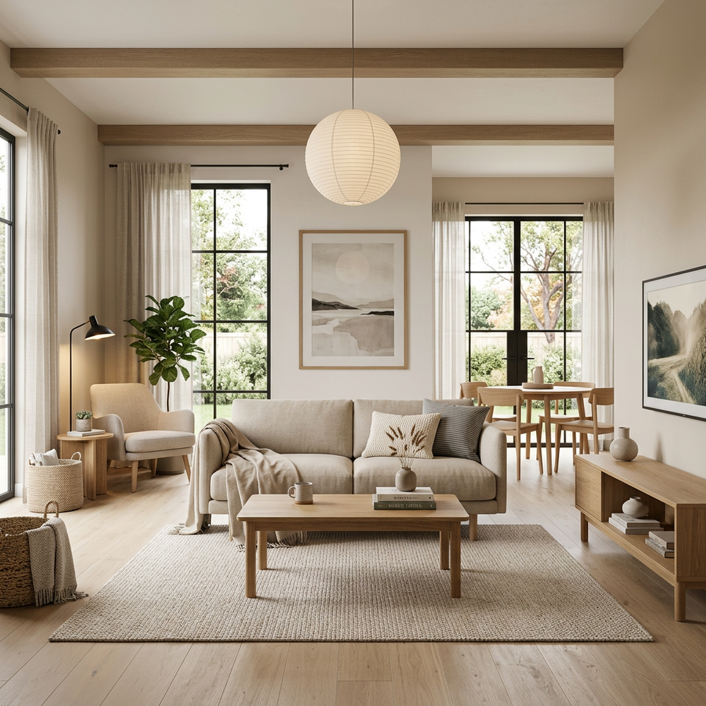 Scandinavian Living Room with 2-Seater Sofa