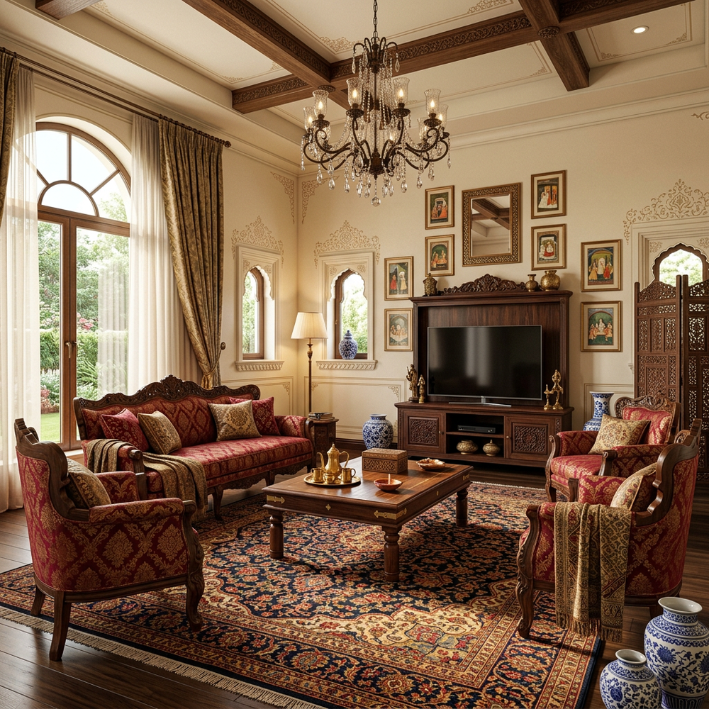 Traditional Indian Living Room with Persian Rug