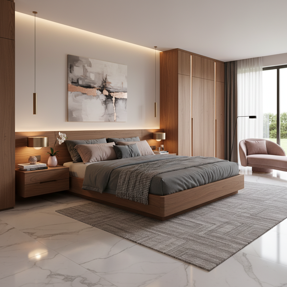 Contemporary Wooden King Size Master Bedroom