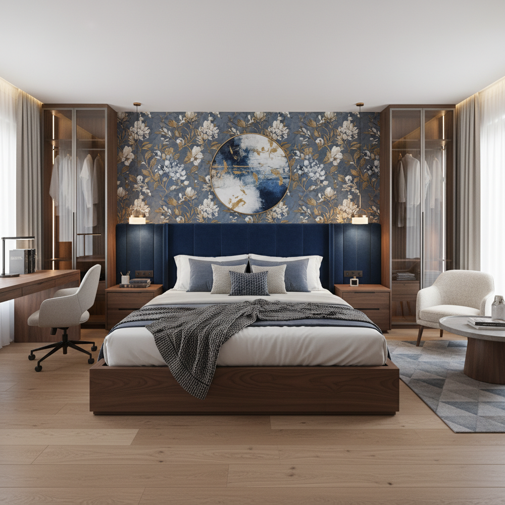 Contemporary Wooden King Size Master Bedroom