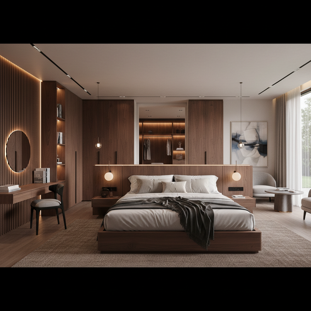 Contemporary Wooden King Size Master Bedroom