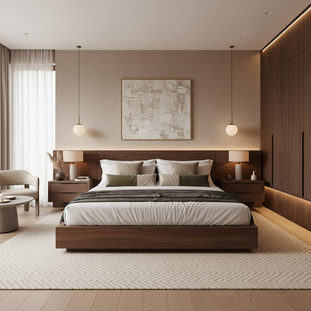 Contemporary Wooden King Size Master Bedroom