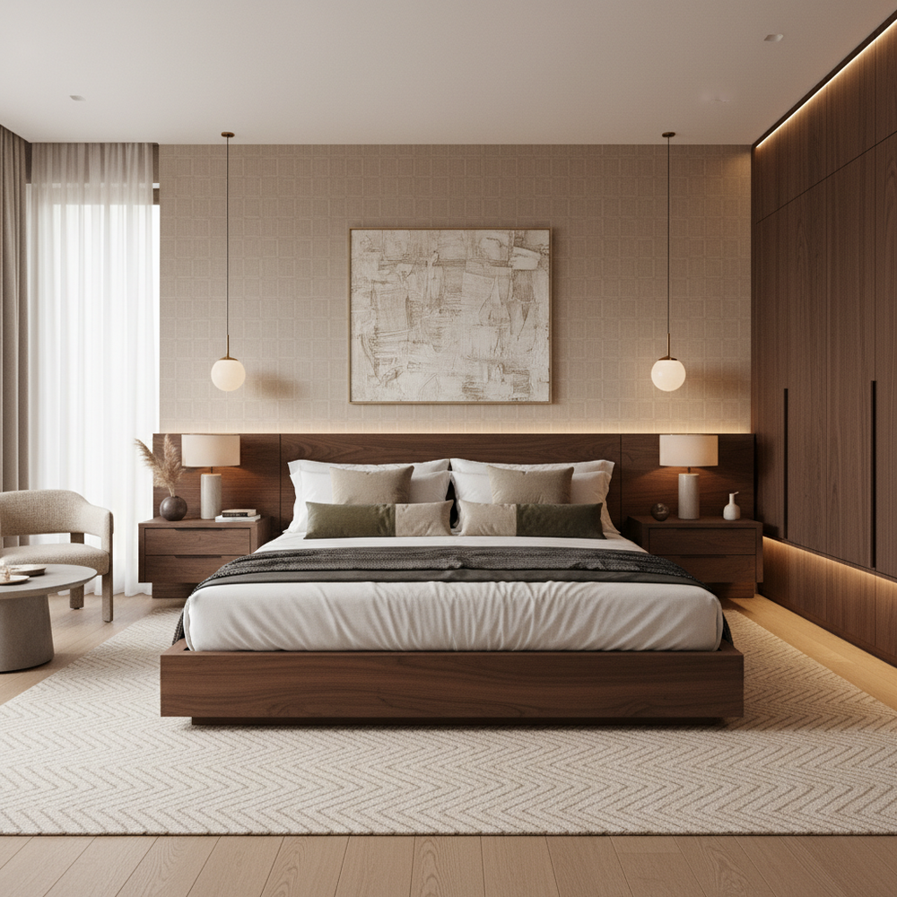 Contemporary Wooden King Size Master Bedroom